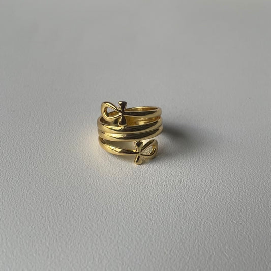 Double Ankh Spiral Ring Gold