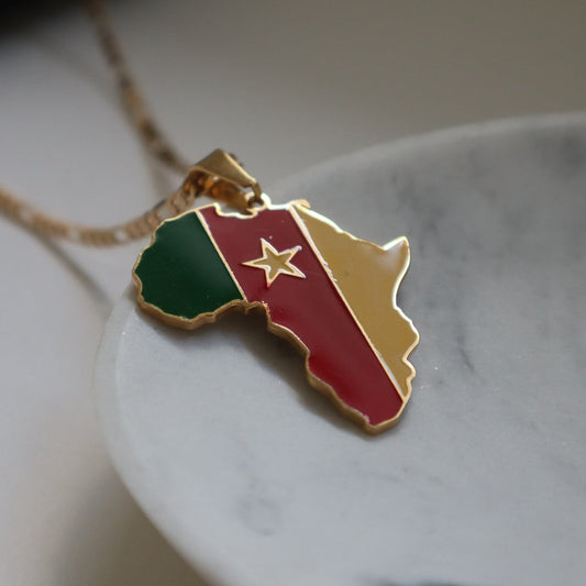 African Map Necklace - Cameroon