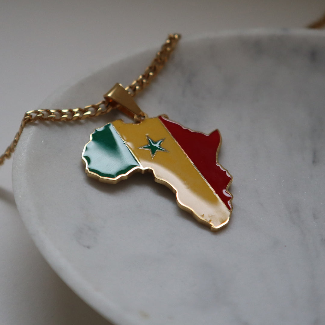 African Map Necklace - Senegal