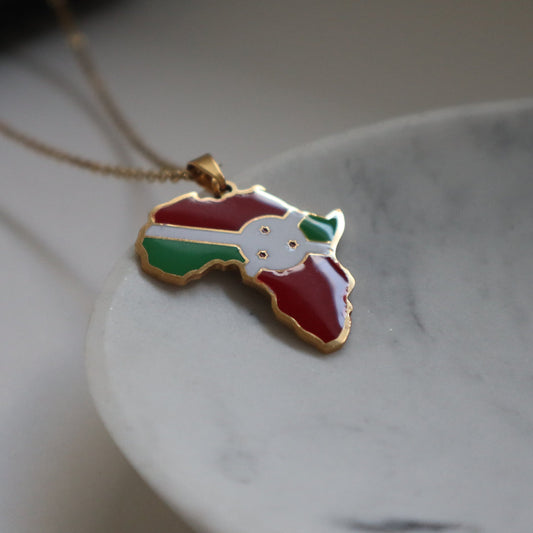 African Map Necklace - Burundi