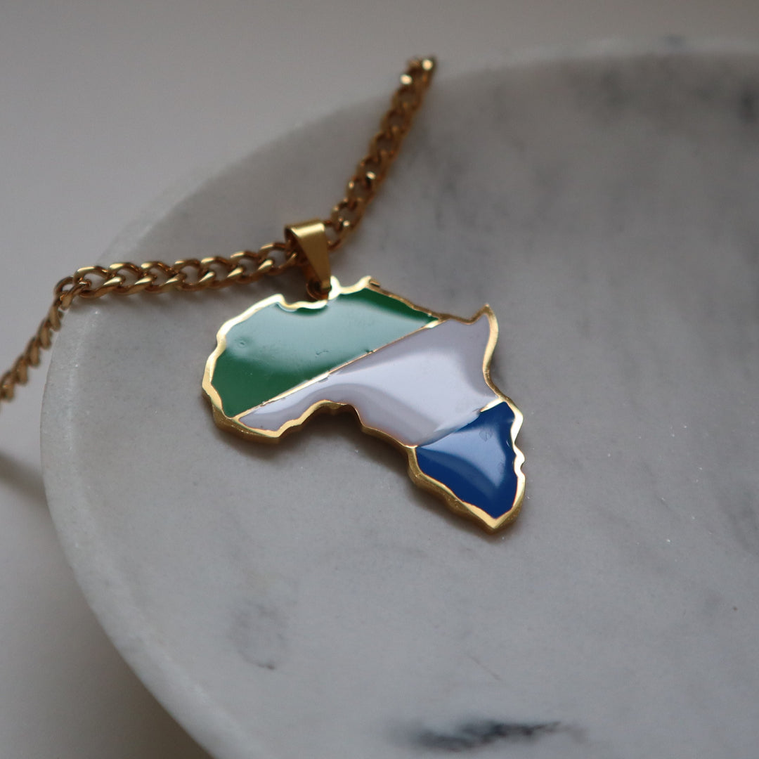 African Map Necklace - Sierra Leone