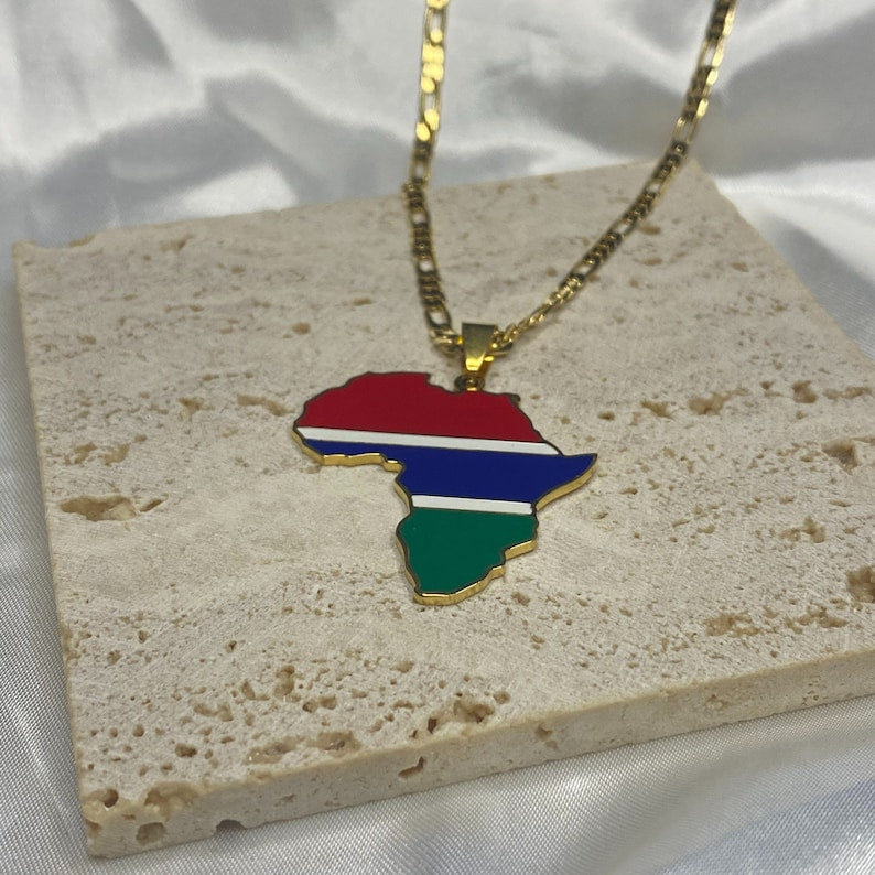 African Map Necklace - Gambia