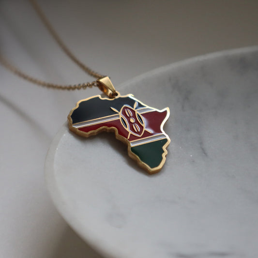 African Map Necklace - Kenya