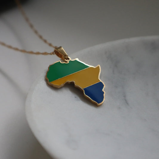 African Map Necklace - Gabon