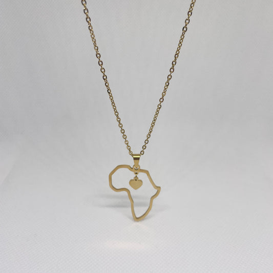 Africa Heart Necklace Gold