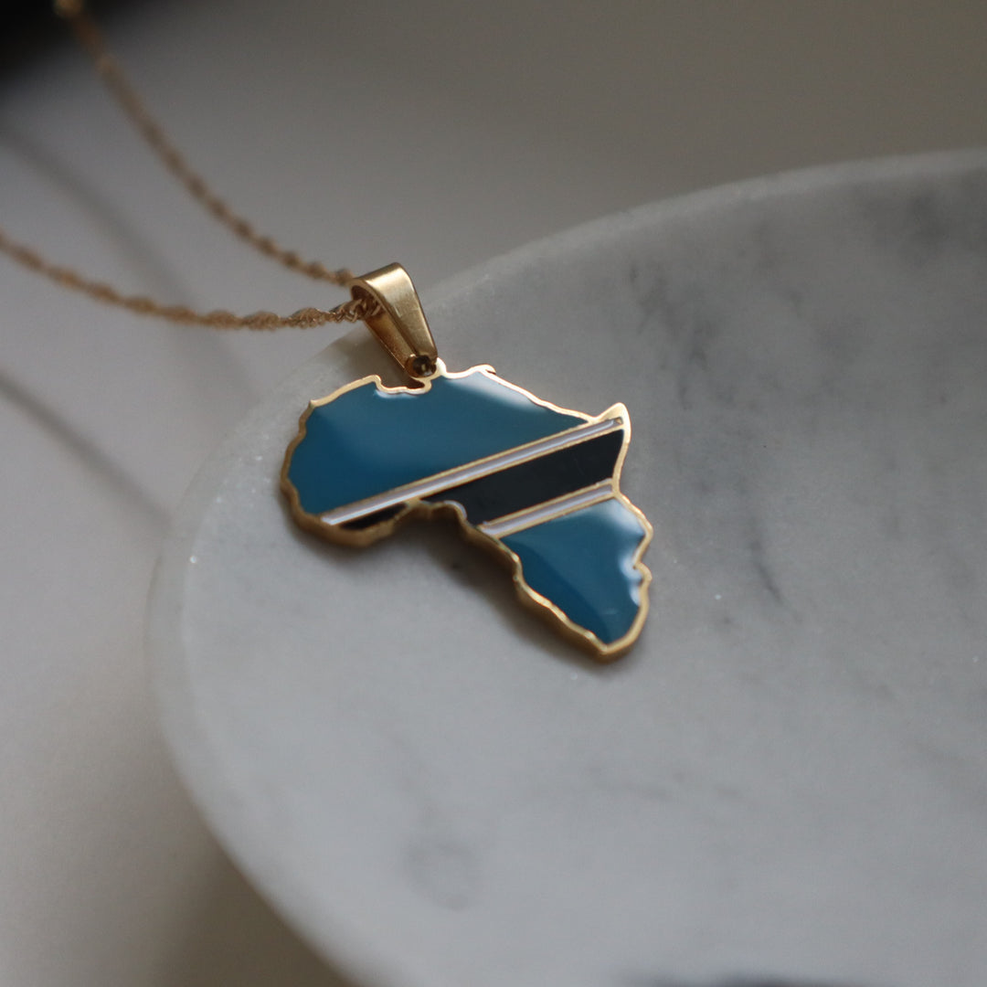 African Map Necklace - Botswana