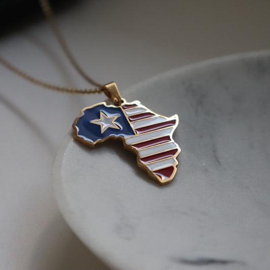 African Map Necklace - Liberia