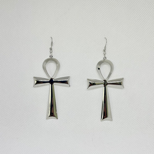 Divine Ankh Earrings - Silver