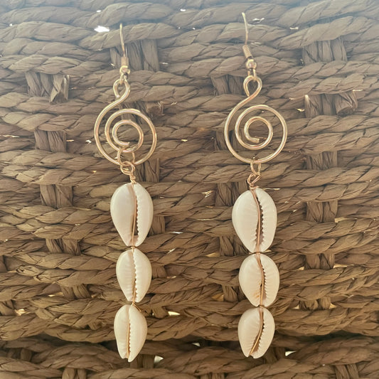 Divine Cowrie Spiral Earrings