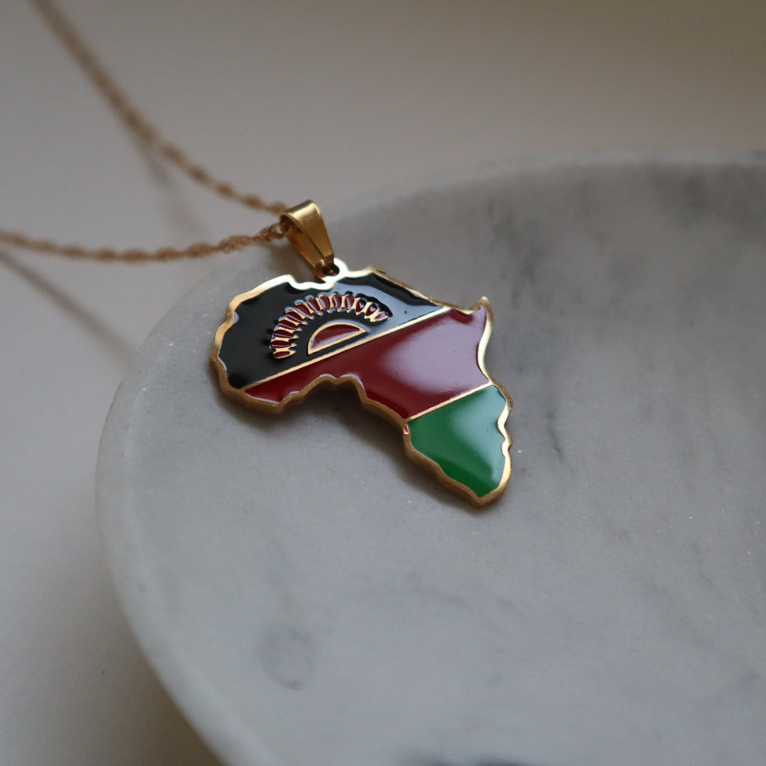 African Map Necklace - Malawi