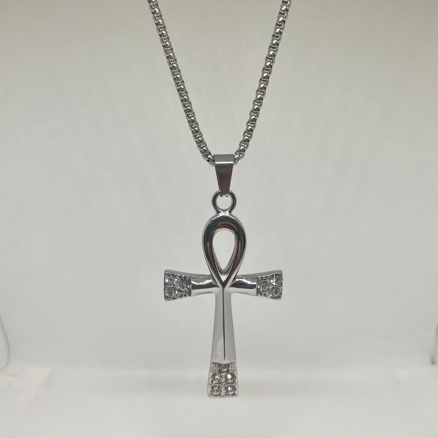 Rhinestone Ankh Big - Silver