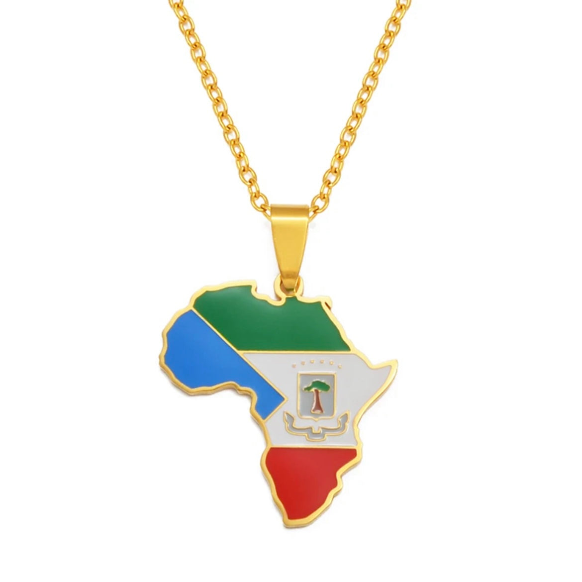 African Map Necklace - Equatorial Guinea