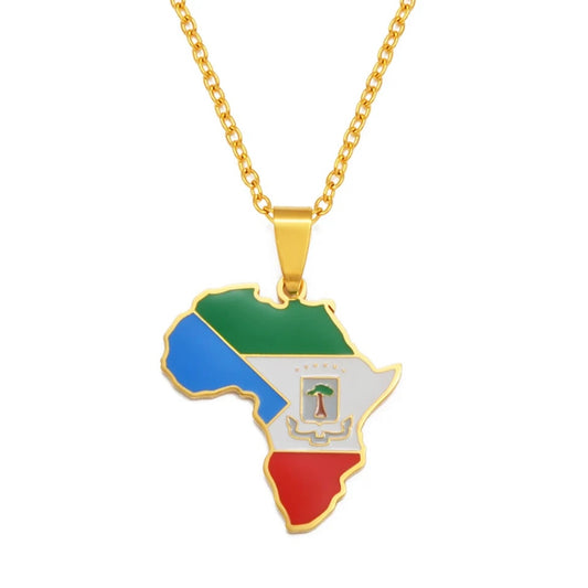 African Map Necklace - Equatorial Guinea