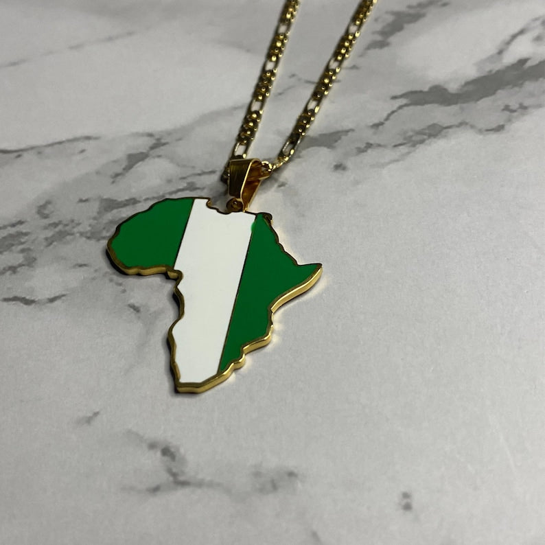 African Map Necklace - Nigeria