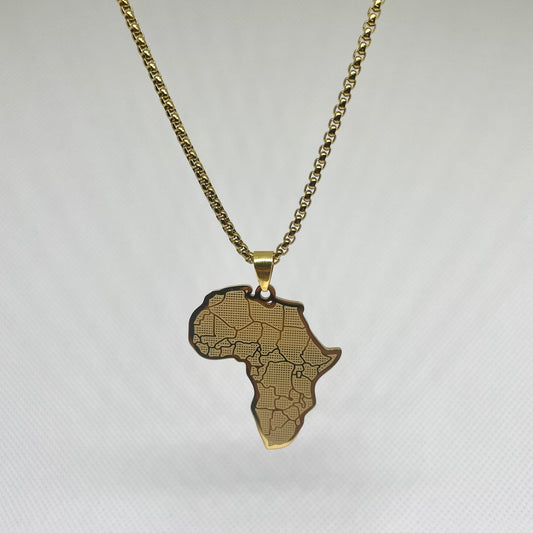 Africa Outline Necklace - Gold