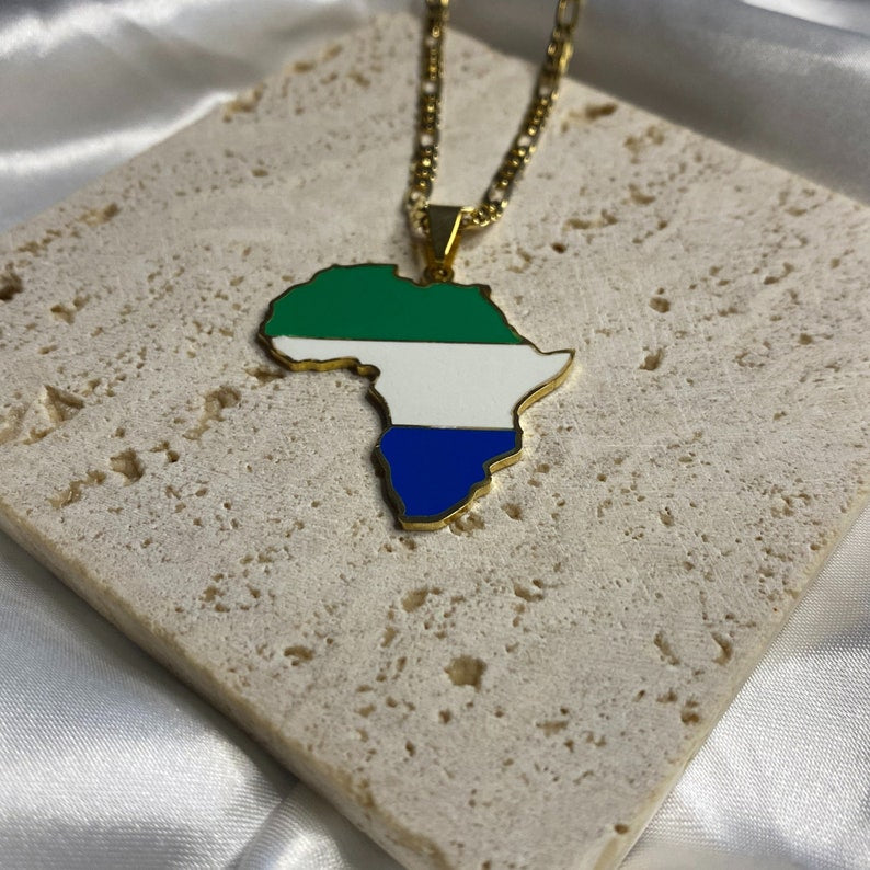 African Map Necklace - Sierra Leone