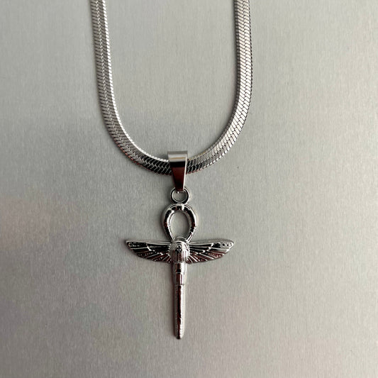 Ankh Scepter Necklace Small - Silver