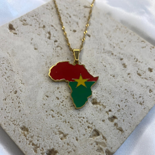 African Map Necklace - Burkina Faso