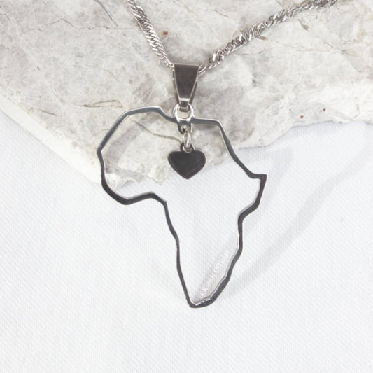 Africa Heart Necklace Silver